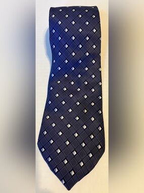 RBM Classic Navy Geometric Silk Tie Made in USA